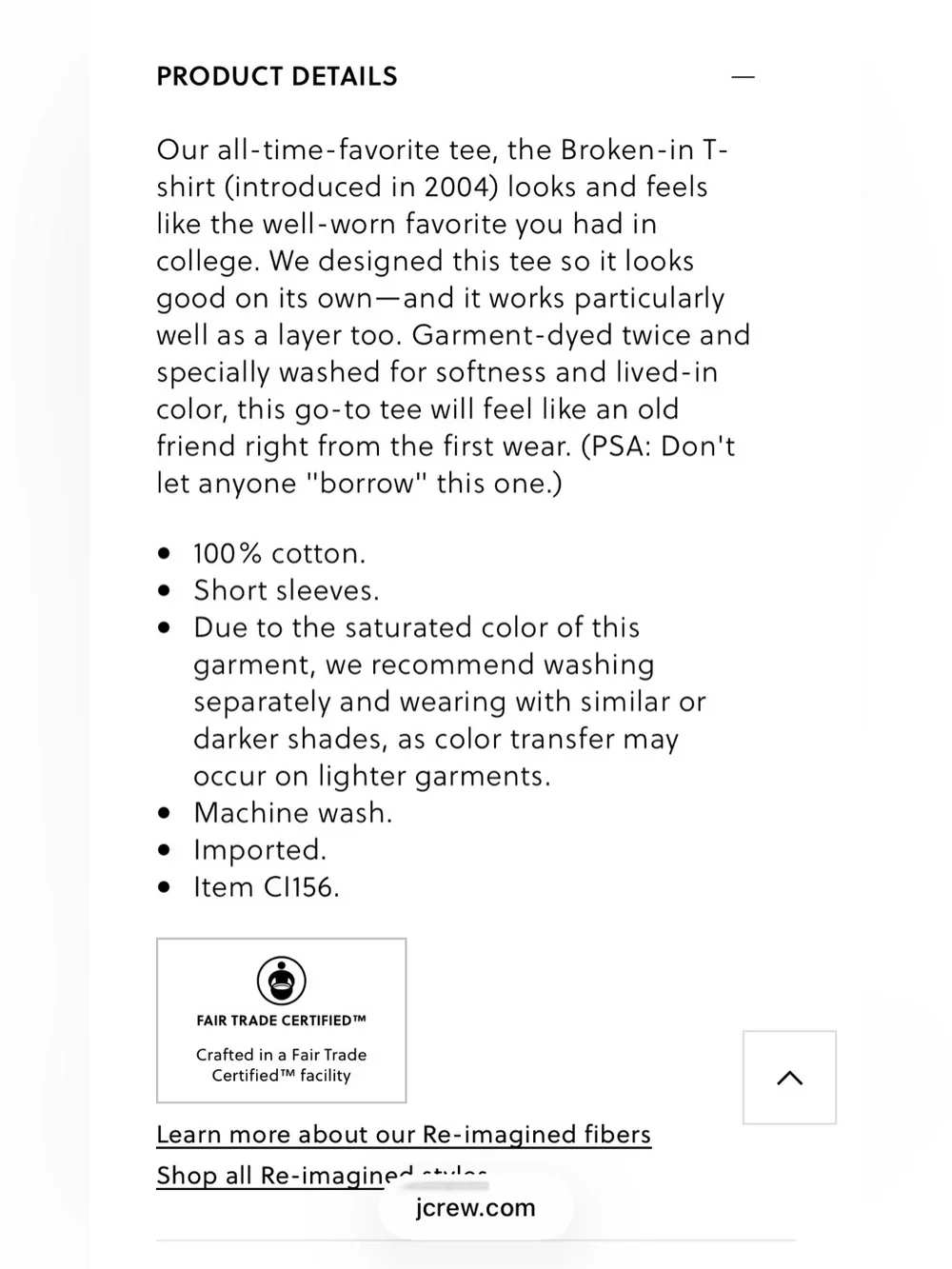 J. Crew men’s “broken-in” t shirt